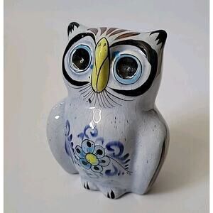 Vintage Talavera Owl‎ Figurine 5" Hand Painted Glazed Ceramic Bohemian Folk Art